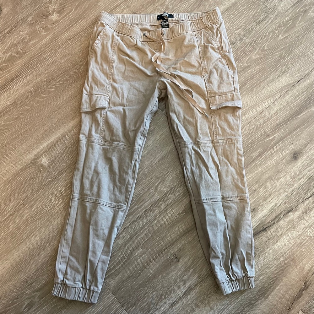 Rewash Mens Cargo Jogger Pants Size L Tan Khaki Cotton Stretch Utility Casual